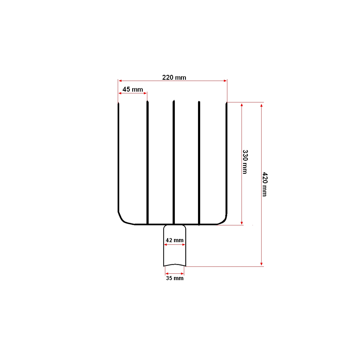 Furca metal Elvetiana cu 5 coarne (fara maner) - immagine 5