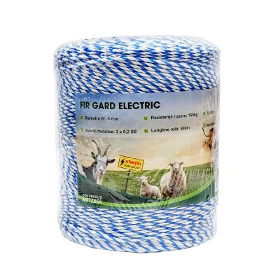Filo per recinto elettrico, Lunghezza 500 mt, Ø 3mm. 3x0.2mm. SS, 7,8 Ohm/m, Colore Bianco/Blu, recinzioni elettriche MEZOFARM - immagine 2