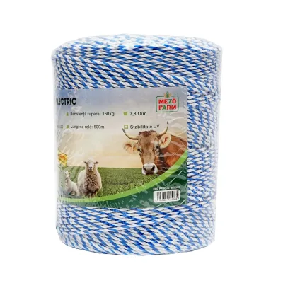 Filo per recinto elettrico, Lunghezza 500 mt, Ø 3mm. 3x0.2mm. SS, 7,8 Ohm/m, Colore Bianco/Blu, recinzioni elettriche MEZOFARM - immagine 3