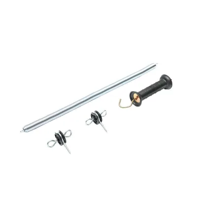 Set Maniglia per recinto elettrico Molla di Tensione estendibile e 2 Isolatori a Doppio Gancio recinzioni elettriche Mezofarm - immagine 2
