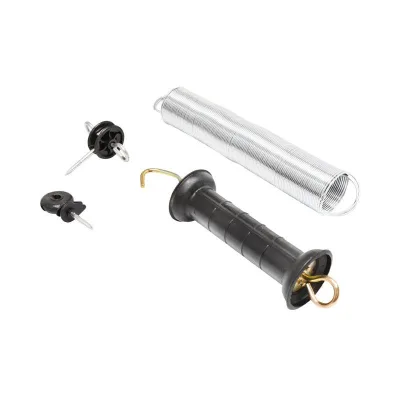 Set Maniglia per recinzioni elettriche Molla di Tensione estendibile 2 isolatori recinto elettrico Breckner Germany