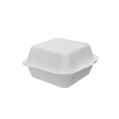 50 PEZZI BURGERBOX Contenitore Burgher con coperchio in polpa di cellulosa,155x155x90 mm, 50 pezzi Hamburger Panini Box IN POLPA CELLULOSA Biodegradabili e Compostabili - immagine 2