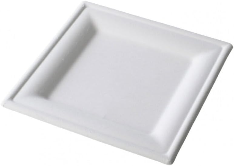 50 Pezzi Piatti Quadri Monouso in Polpa di Cellulosa, 20x20 cm (200x200x20 mm), Confezione da 50 Pezzi, Piatto Quadro 20x20 cm Biodegradabili e Compostabili - immagine 2