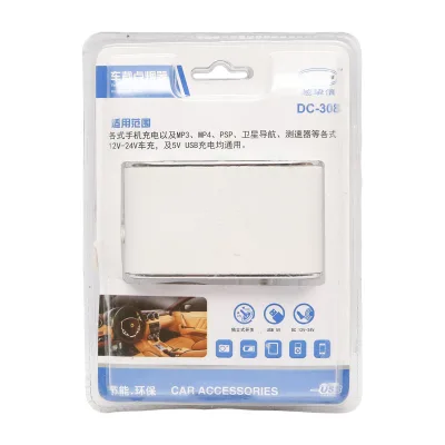 Adattatore accendisigari auto triplo 12/24V bianco con interruttore individuale e 1 porta USB 5V 2,1A - immagine 5