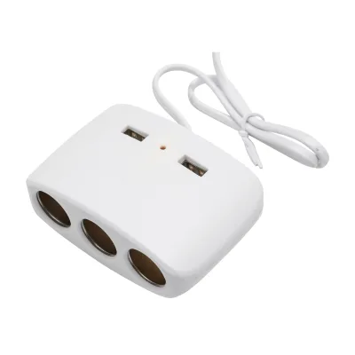 Adattatore triplo per accendisigari da auto 12/24V bianco e 2 porte USB 5V/1000mA - immagine 6