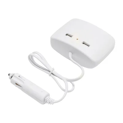 Adattatore triplo per accendisigari da auto 12/24V bianco e 2 porte USB 5V/1000mA - immagine 2