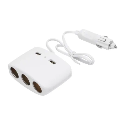 Adattatore triplo per accendisigari da auto 12/24V bianco e 2 porte USB 5V/1000mA