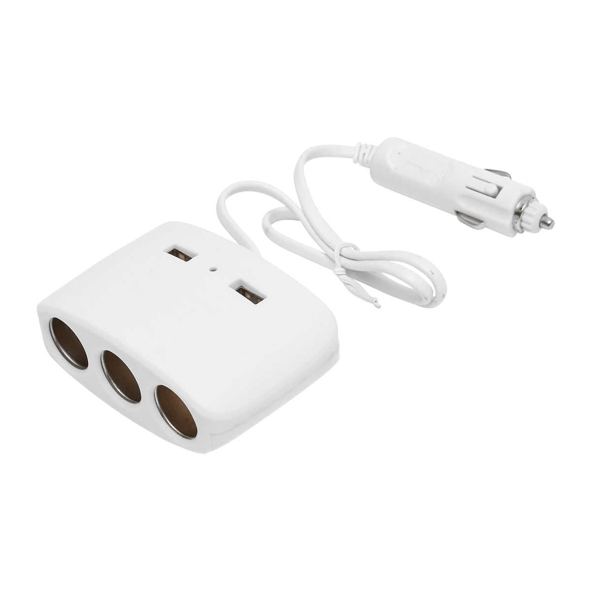 Adattatore triplo per accendisigari da auto 12/24V bianco e 2 porte USB 5V/1000mA