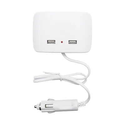 Adattatore triplo per accendisigari da auto 12/24V bianco e 2 porte USB 5V/1000mA - immagine 3