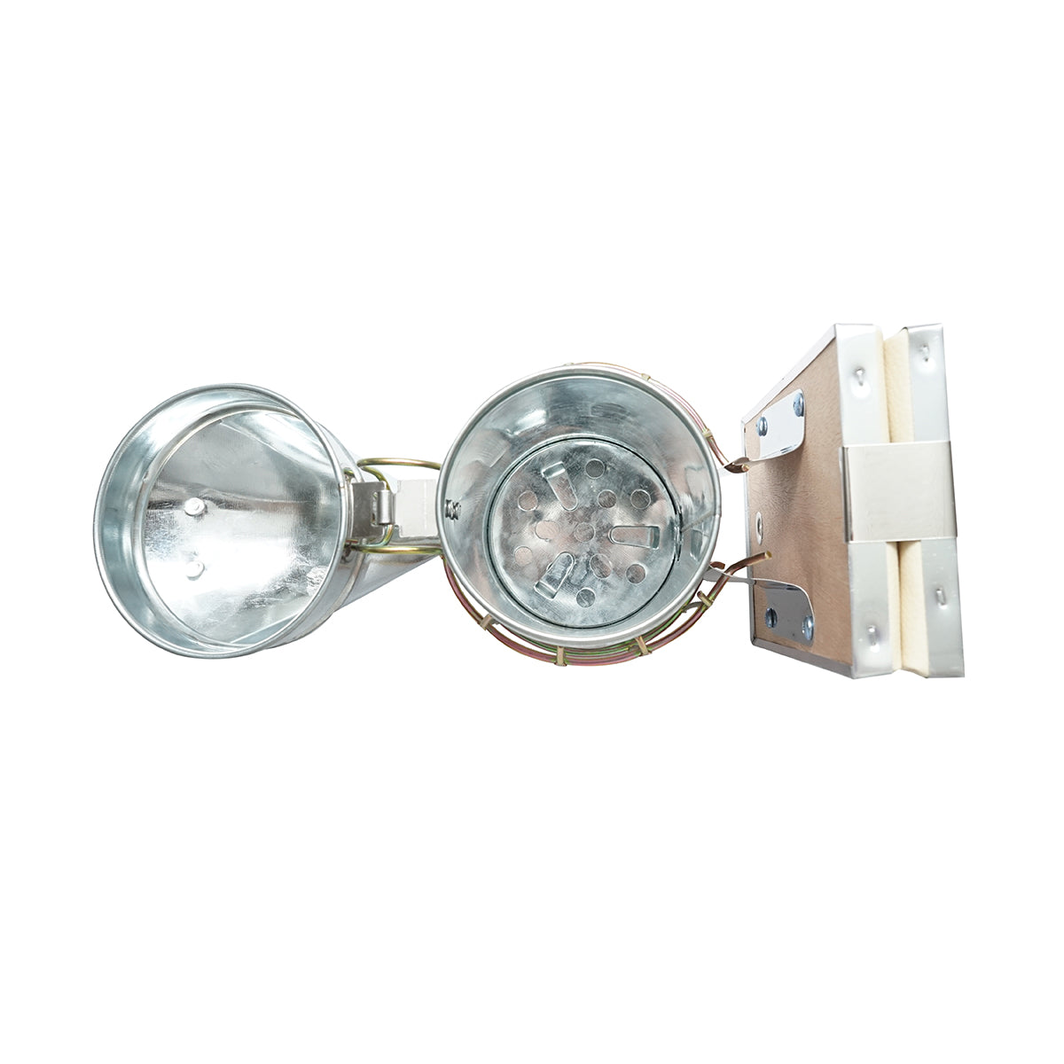 Affumicatore per api in acciaio galvanizzato con cilindro, scudo termico e soffietto in pelle, 190 mm - immagine 5
