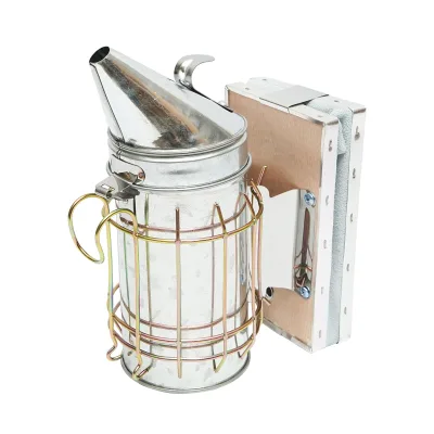 Affumicatore per api in acciaio inox con cilindro, scudo termico e soffietto in pelle, 160 mm. - immagine 4