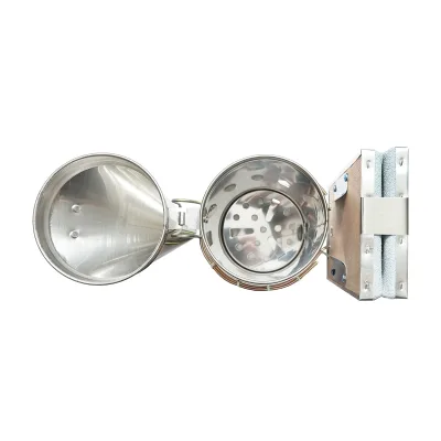 Affumicatore per api in acciaio inox con cilindro, scudo termico e soffietto in pelle, 190 mm - immagine 4
