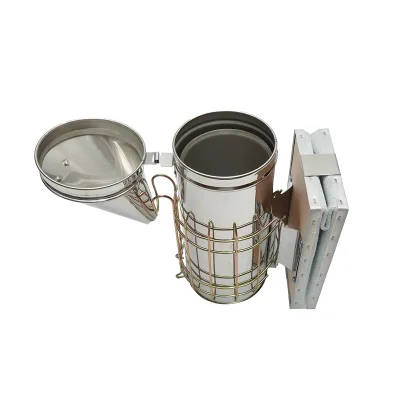 Affumicatore per api in acciaio inox con cilindro, scudo termico e soffietto in pelle, 230 mm - immagine 5
