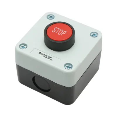 Alloggiamento pulsante di comando STOP rosso con ritorno 1NC Breckner Germany