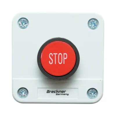 Alloggiamento pulsante di comando STOP rosso con ritorno 1NC Breckner Germany - immagine 2
