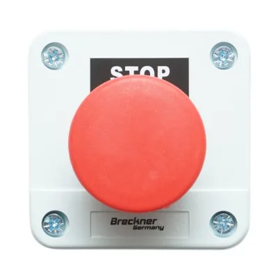 Alloggiamento pulsante di comando STOP rosso, tipo fungo, con ritorno, 1NC, 40mm Breckner Germany - immagine 2