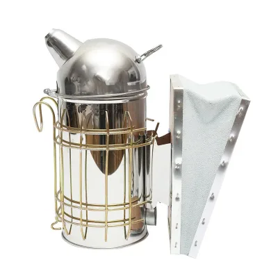 Alveare Fumatore Attrezzature Apicoltura Affumicatore per api in acciaio inox con Cilindro Con Scudo Termico e soffietto in pelle, 160 mm - immagine 2