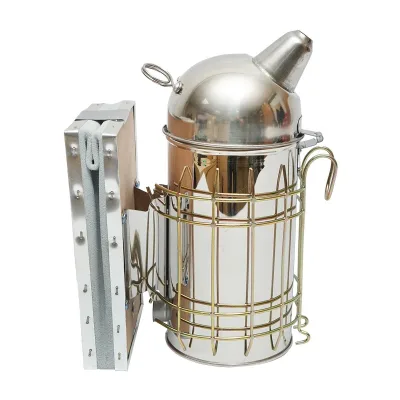 Alveare Fumatore Attrezzature Apicoltura Affumicatore per api in acciaio inox con Cilindro Con Scudo Termico e soffietto in pelle, 250 mm - immagine 3