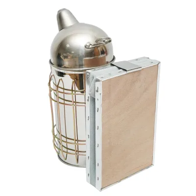 Alveare Fumatore Attrezzature Apicoltura Affumicatore per api in acciaio inox con Cilindro Con Scudo Termico e soffietto in pelle, 250 mm - immagine 2