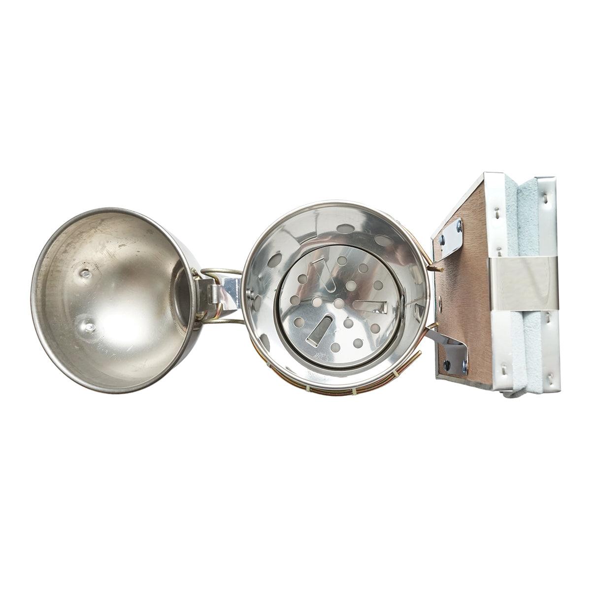 Alveare Fumatore Attrezzature Apicoltura Affumicatore per api in acciaio inox con Cilindro Con Scudo Termico e soffietto in pelle, 250 mm - immagine 4