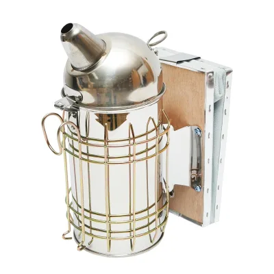 Alveare Fumatore Attrezzature Apicoltura Affumicatore per api in acciaio inox con Cilindro Con Scudo Termico e soffietto in pelle, 250 mm - immagine 5