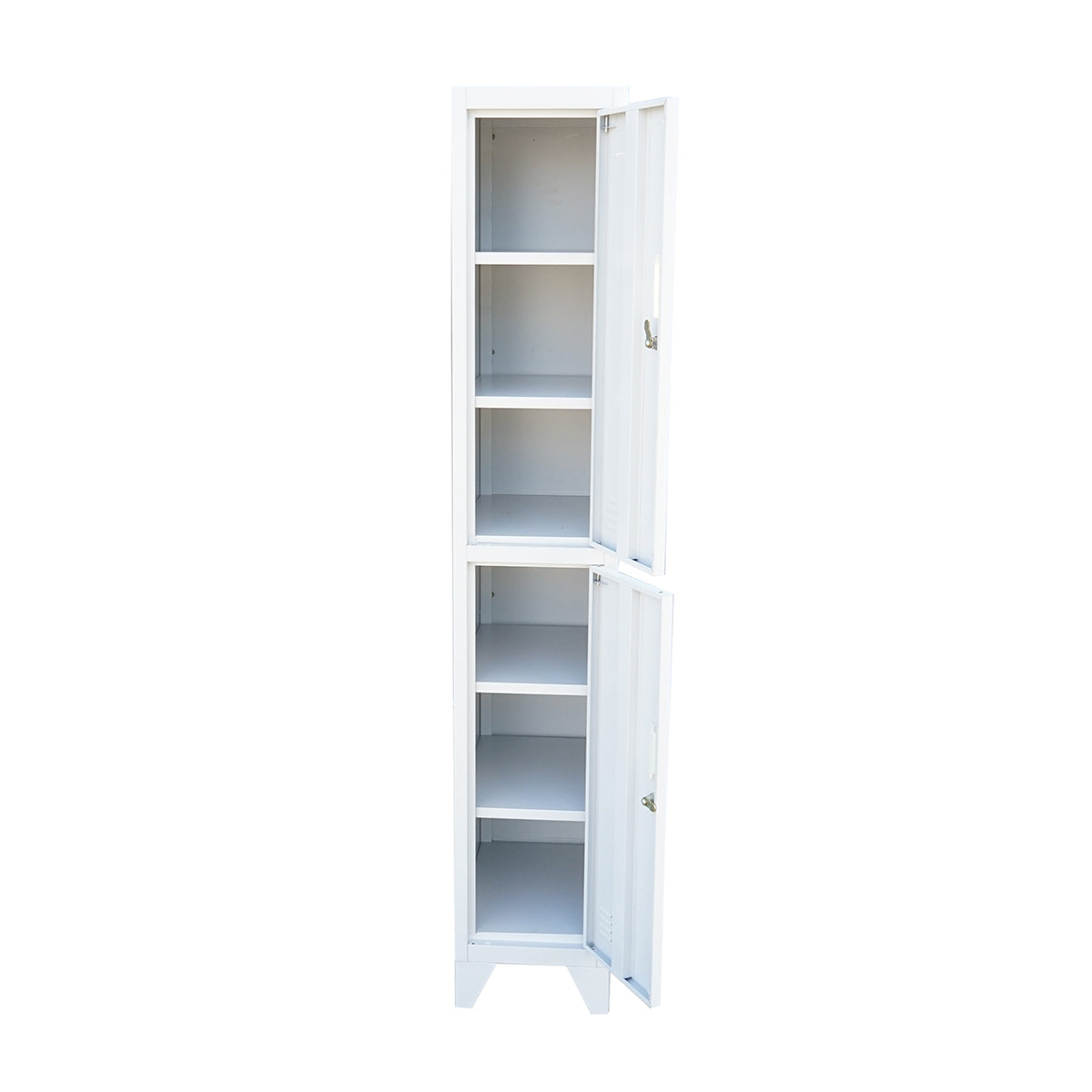 Armadietto metallico doppio tipo spogliatoio grigio con 2 ante con serratura e 6 ripiani – 1700×300×450 mm - immagine 3