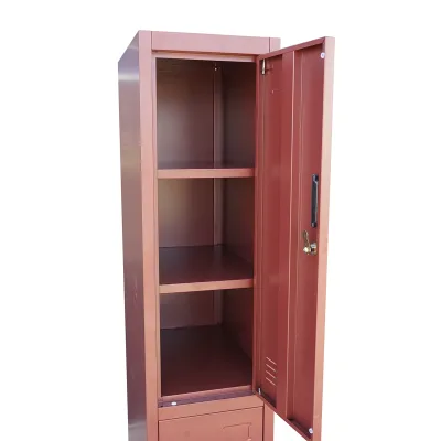 Armadietto metallico doppio tipo spogliatoio marrone con 2 ante con serratura e 6 ripiani – 1700×300×450 mm - immagine 4