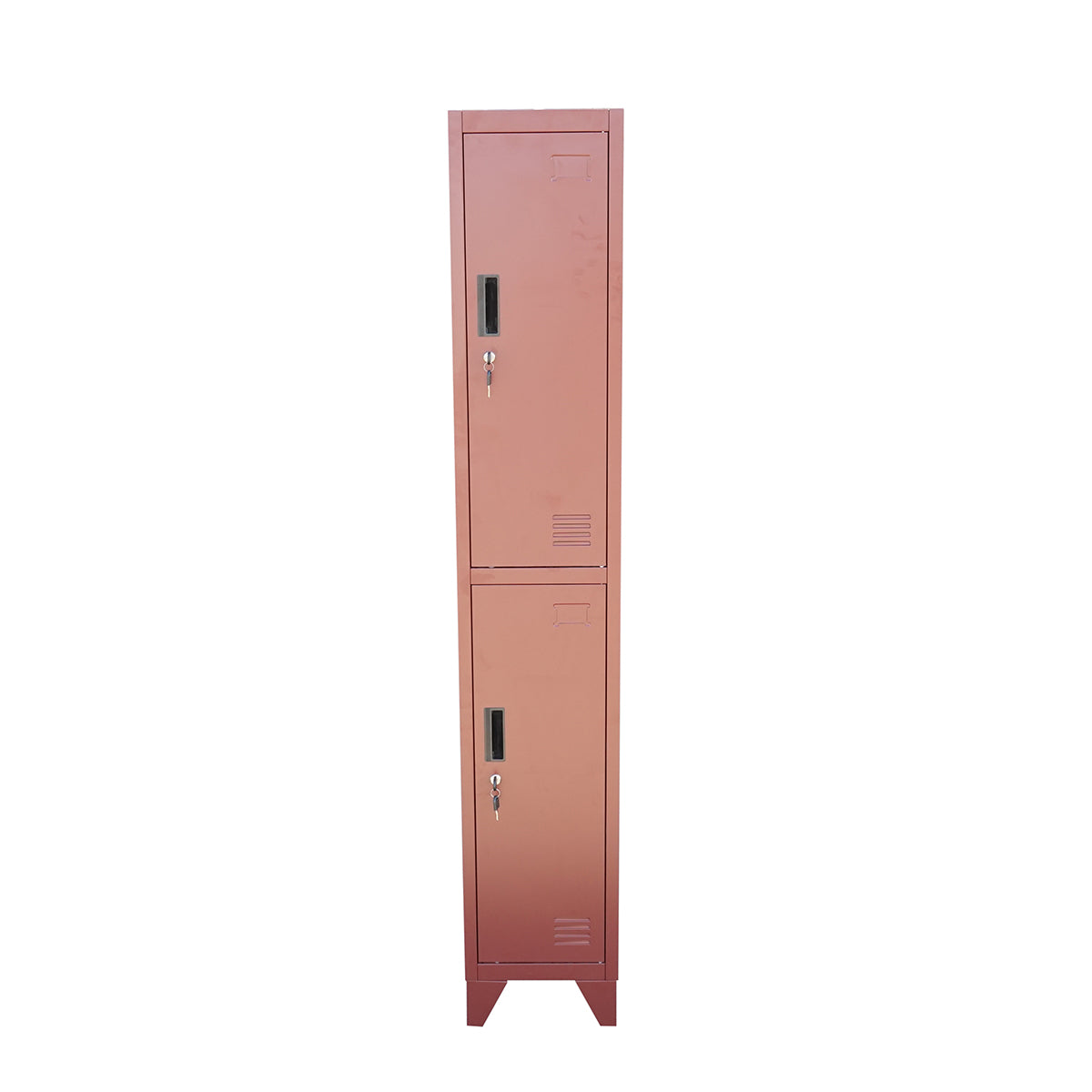 Armadietto metallico doppio tipo spogliatoio marrone con 2 ante con serratura e 6 ripiani – 1700×300×450 mm