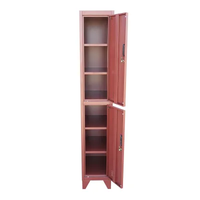 Armadietto metallico doppio tipo spogliatoio marrone con 2 ante con serratura e 6 ripiani – 1700×300×450 mm - immagine 2