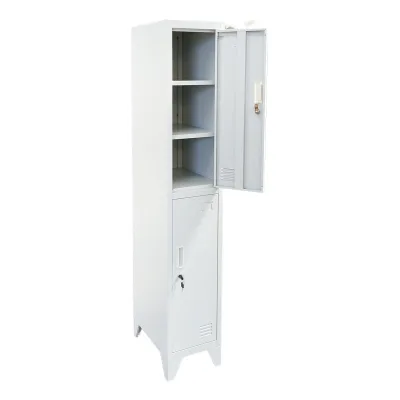 Armadietto metallico doppio tipo spogliatoio – 2 ante, grigio, 1850×380×450 mm Breckner Germany - immagine 4