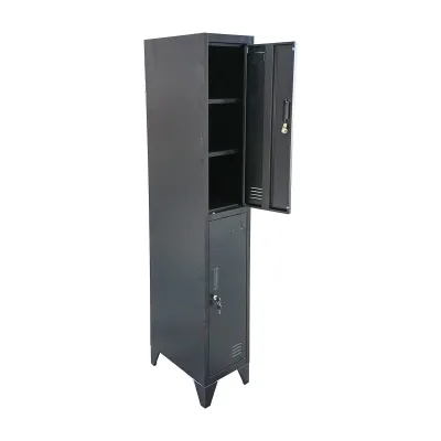 Armadietto metallico doppio tipo spogliatoio – 2 ante, nero, 1850×380×450 mm Breckner Germany - immagine 4