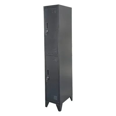 Armadietto metallico doppio tipo spogliatoio – 2 ante, nero, 1850×380×450 mm Breckner Germany - immagine 2