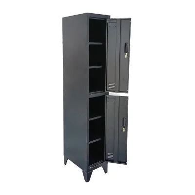 Armadietto metallico doppio tipo spogliatoio – 2 ante, nero, 1850×380×450 mm Breckner Germany - immagine 5