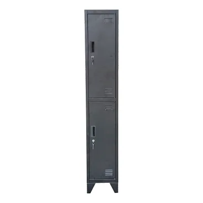 Armadietto metallico doppio tipo spogliatoio – 2 ante, nero, 1850×380×450 mm Breckner Germany