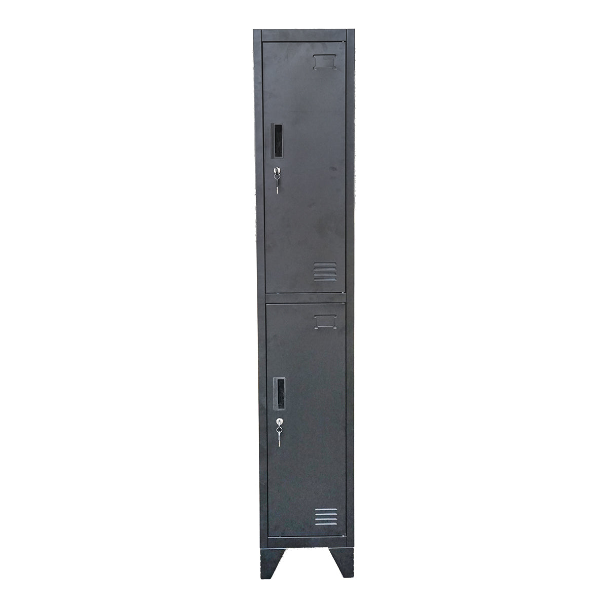 Armadietto metallico doppio tipo spogliatoio – 2 ante, nero, 1850×380×450 mm Breckner Germany