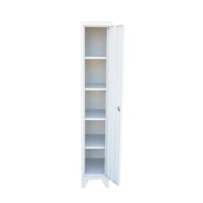 Armadietto metallico tipo spogliatoio grigio con 1 anta con serratura e 5 ripiani – 1700×300×450 mm - immagine 2