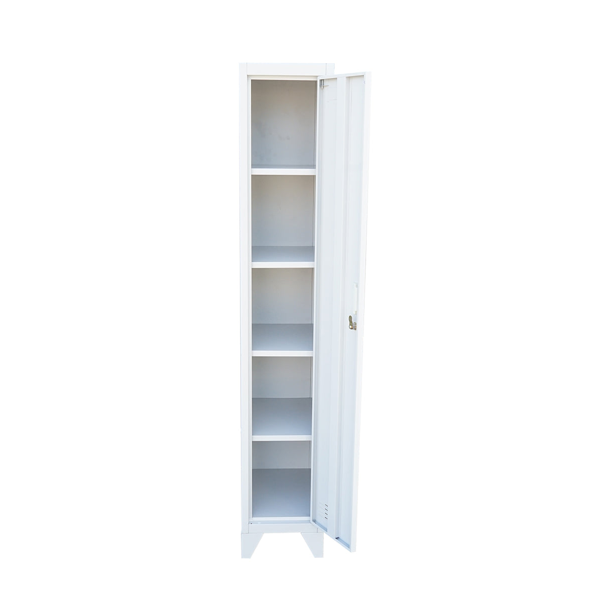 Armadietto metallico tipo spogliatoio grigio con 1 anta con serratura e 5 ripiani – 1700×300×450 mm - immagine 2