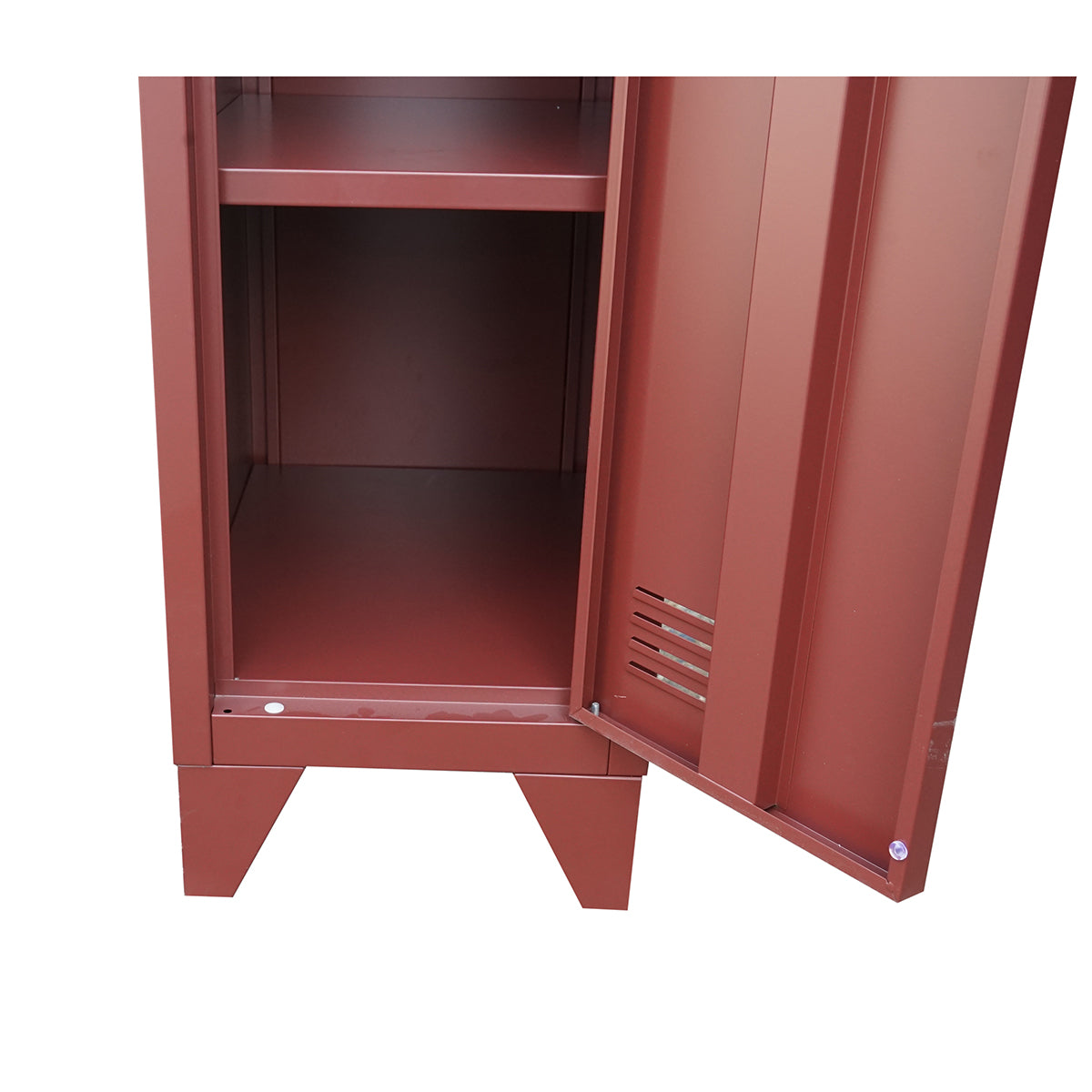 Armadietto metallico tipo spogliatoio marrone con 1 anta con serratura e 5 ripiani, 1700×300×450 mm - immagine 5
