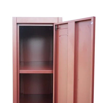 Armadietto metallico tipo spogliatoio marrone con 1 anta con serratura e 5 ripiani, 1700×300×450 mm - immagine 4