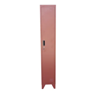 Armadietto metallico tipo spogliatoio marrone con 1 anta con serratura e 5 ripiani, 1700×300×450 mm