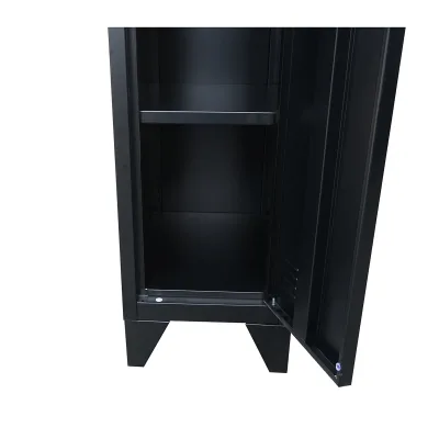 Armadietto metallico tipo spogliatoio nero con 1 anta con serratura e 5 ripiani, 1700×300×450 mm - immagine 5