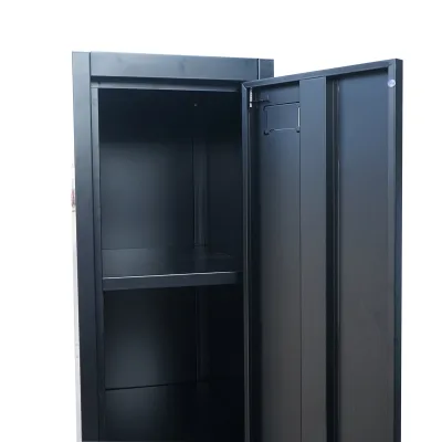Armadietto metallico tipo spogliatoio nero con 1 anta con serratura e 5 ripiani, 1700×300×450 mm - immagine 4