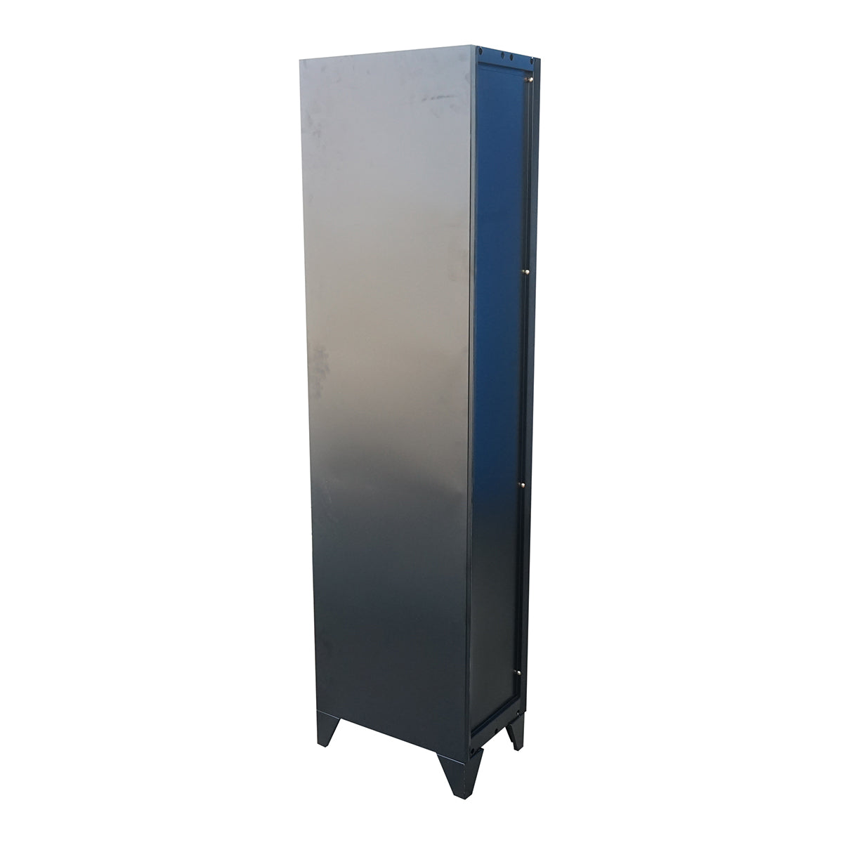 Armadietto metallico tipo spogliatoio nero con 1 anta con serratura e 5 ripiani, 1700×300×450 mm - immagine 3