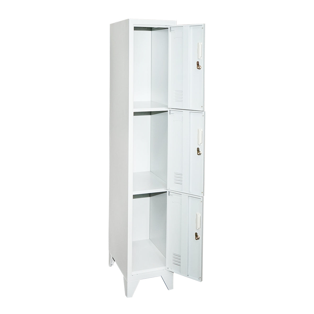 Armadietto metallico tipo spogliatoio – 3 ante, 1700×300×450 mm, grigio Breckner Germany - immagine 3