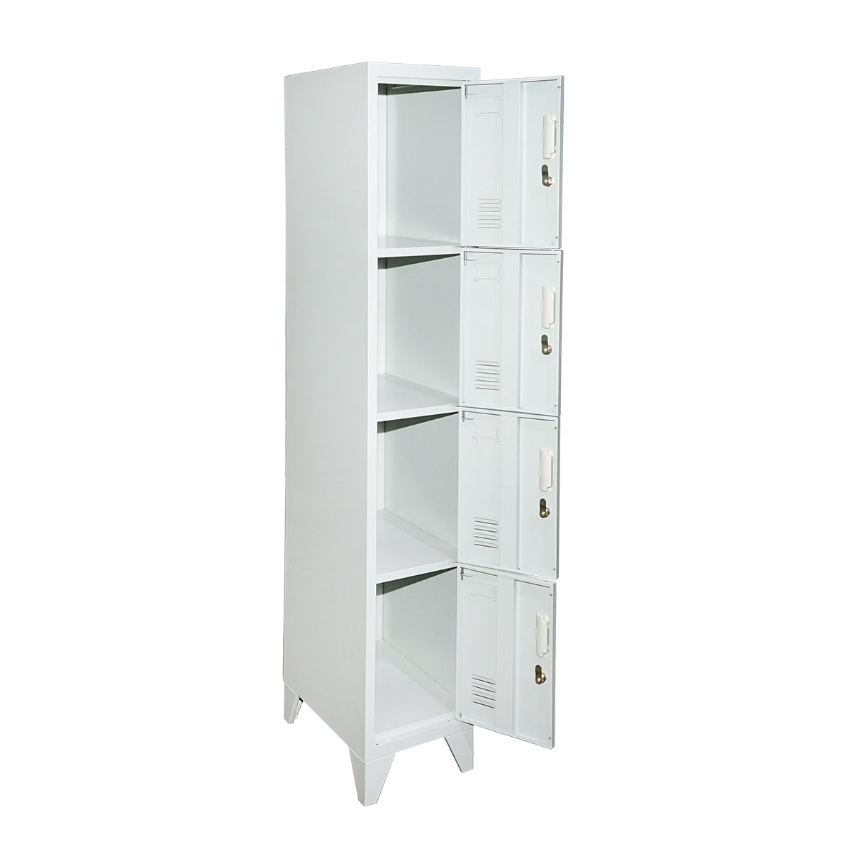 Armadietto metallico tipo spogliatoio – 4 ante, 1700×300×450 mm, grigio Breckner Germany - immagine 3