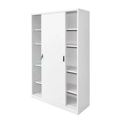 Armadio metallico 1900x1200x450mm con 2 ante scorrevoli sicure, 4 ripiani, max 50kg/ripiano, grigio Breckner Germany - immagine 4