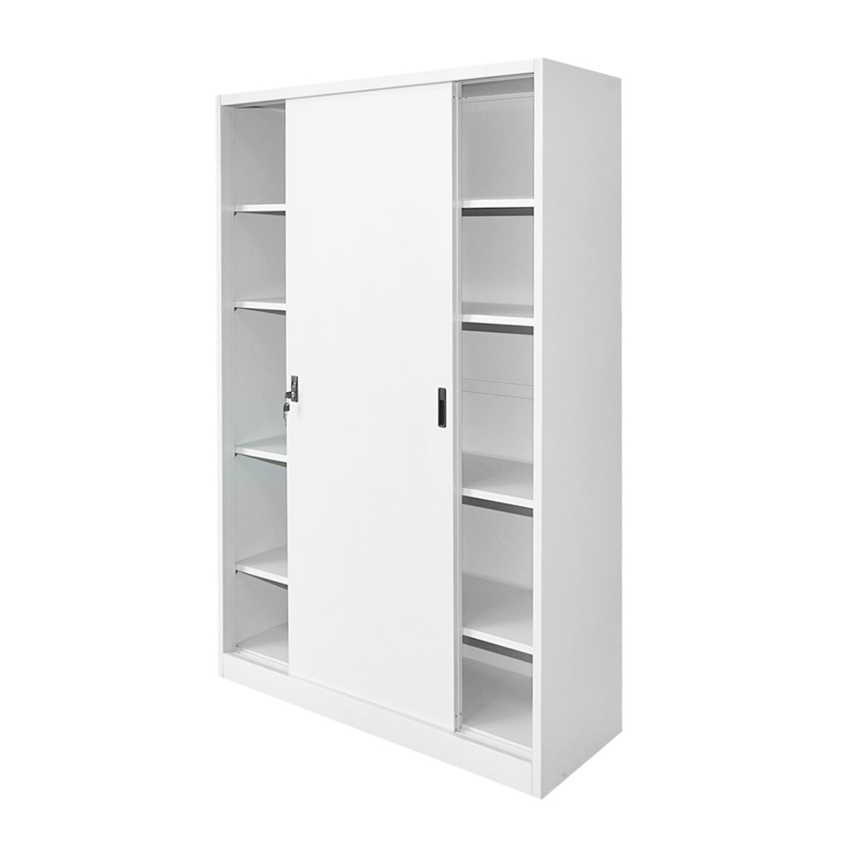 Armadio metallico 1900x1200x450mm con 2 ante scorrevoli sicure, 4 ripiani, max 50kg/ripiano, grigio Breckner Germany - immagine 4
