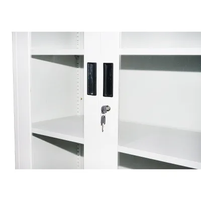 Armadio metallico con 2 ante in vetro e 2 ante piene con chiusura di sicurezza, dimensioni 1900x900x400 mm. - immagine 4