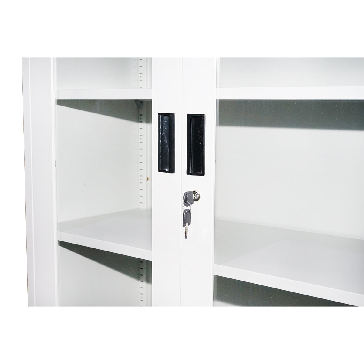 Armadio metallico con 2 ante in vetro e 2 ante piene con chiusura di sicurezza, dimensioni 1900x900x400 mm. - immagine 4