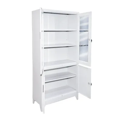 Armadio metallico con 2 ante in vetro e 2 ante piene con chiusura di sicurezza, dimensioni 1900x900x400 mm. - immagine 3